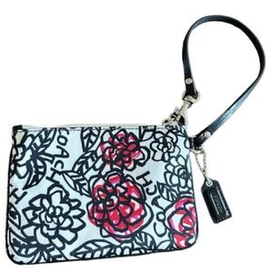 COACH floral graffic graffiti wristlet